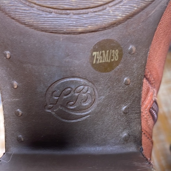 Lucky Brand Bareesa Leather Bootie Brown Tan Side Zipper Block Heel Size 7.5 - Picture 10 of 12